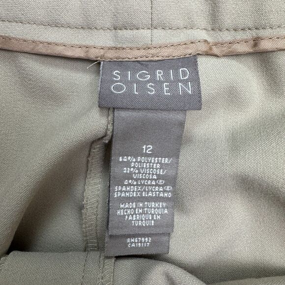 Vintage Y2K Sigrid Olsen Trouser Dress Pants Womens 12 Beige Straight High Rise - Picture 3 of 16